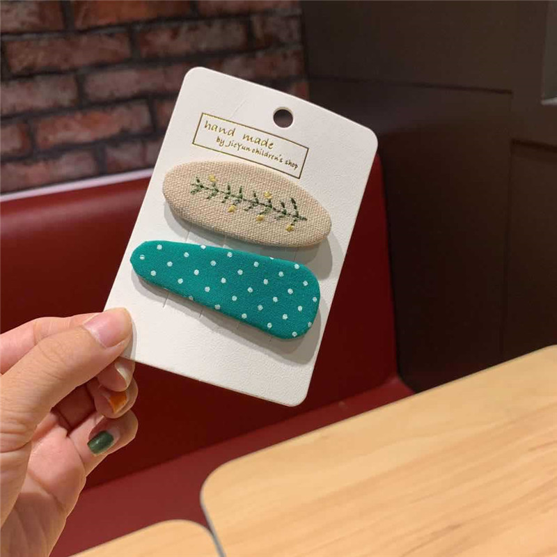 Korėjietiškas audinio vienspalvių plaukų segtukų siuvinėjimo augalas daugiapusis plaukų segtukas, trikampis taškinis plaukų aksesuaras