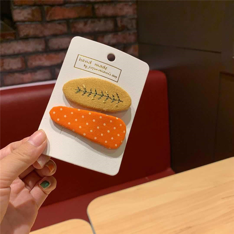 Korėjietiškas audinio vienspalvių plaukų segtukų siuvinėjimo augalas daugiapusis plaukų segtukas, trikampis taškinis plaukų aksesuaras