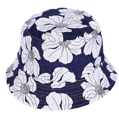 Moterys Vyrai Etninis stilius Gėlių raštas Medvilninė kepurė, dvipusis apsauginis kremas nuo saulės Atostogos Panamos žvejo kepuraitė
