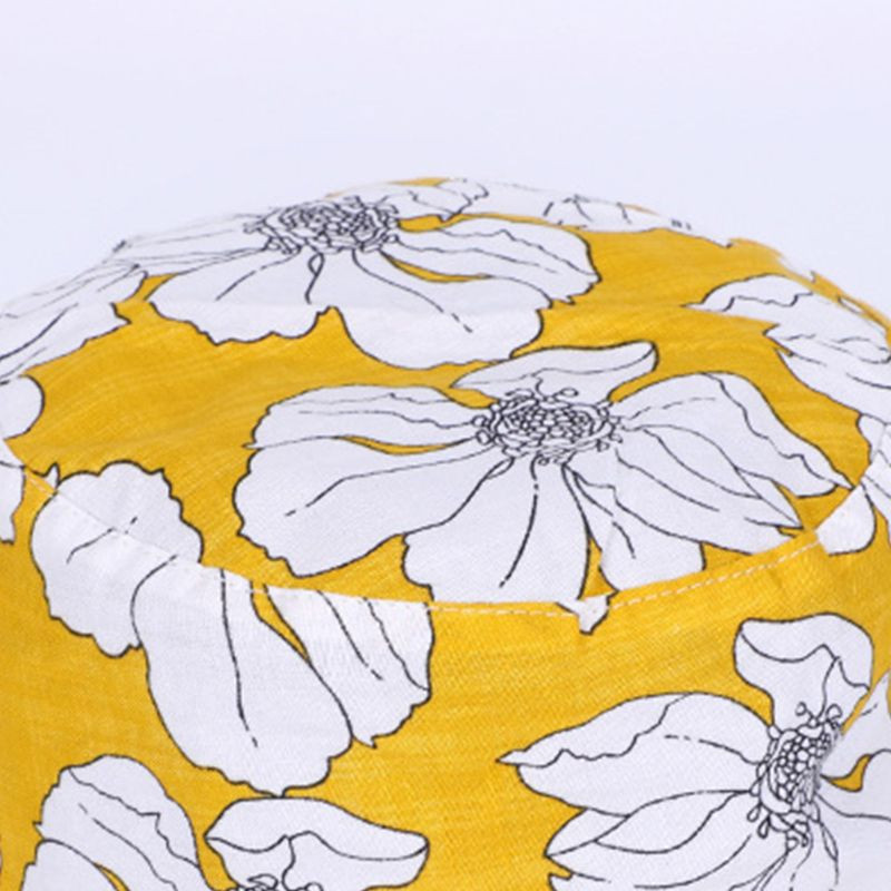 Moterys Vyrai Etninis stilius Gėlių raštas Medvilninė kepurė, dvipusis apsauginis kremas nuo saulės Atostogos Panamos žvejo kepuraitė