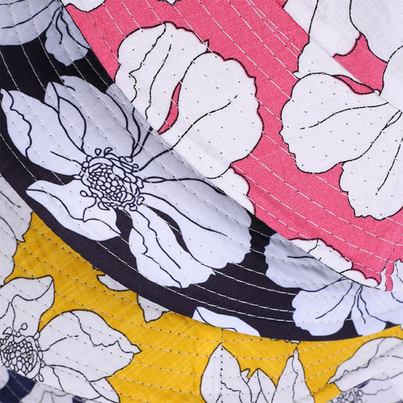 Moterys Vyrai Etninis stilius Gėlių raštas Medvilninė kepurė, dvipusis apsauginis kremas nuo saulės Atostogos Panamos žvejo kepuraitė