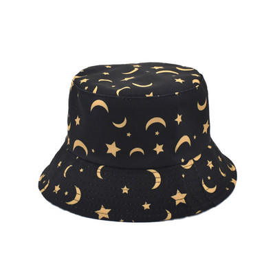 Välibasseini kalamehe müts päikesevari kopp trükkimine müts Mood ämbrimüts Must valge pööratav taevasinine ämbrimüts