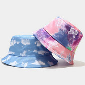 Obojstranný nosený klobúk s priezorom, dúhový farebný klobúk, mužský a ženský plochý slnečný klobúk, obojstranný slnečný batikovaný rybársky klobúk