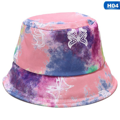 Obojstranný nosený klobúk s priezorom, dúhový farebný klobúk, mužský a ženský plochý slnečný klobúk, obojstranný slnečný batikovaný rybársky klobúk