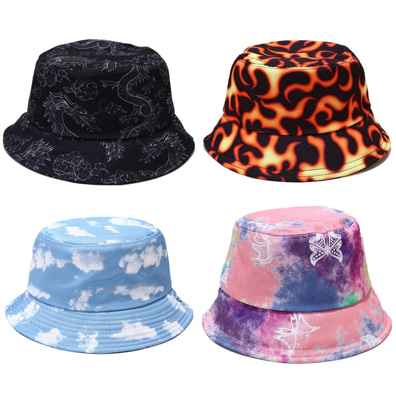 Obojstranný nosený klobúk s priezorom, dúhový farebný klobúk, mužský a ženský plochý slnečný klobúk, obojstranný slnečný batikovaný rybársky klobúk