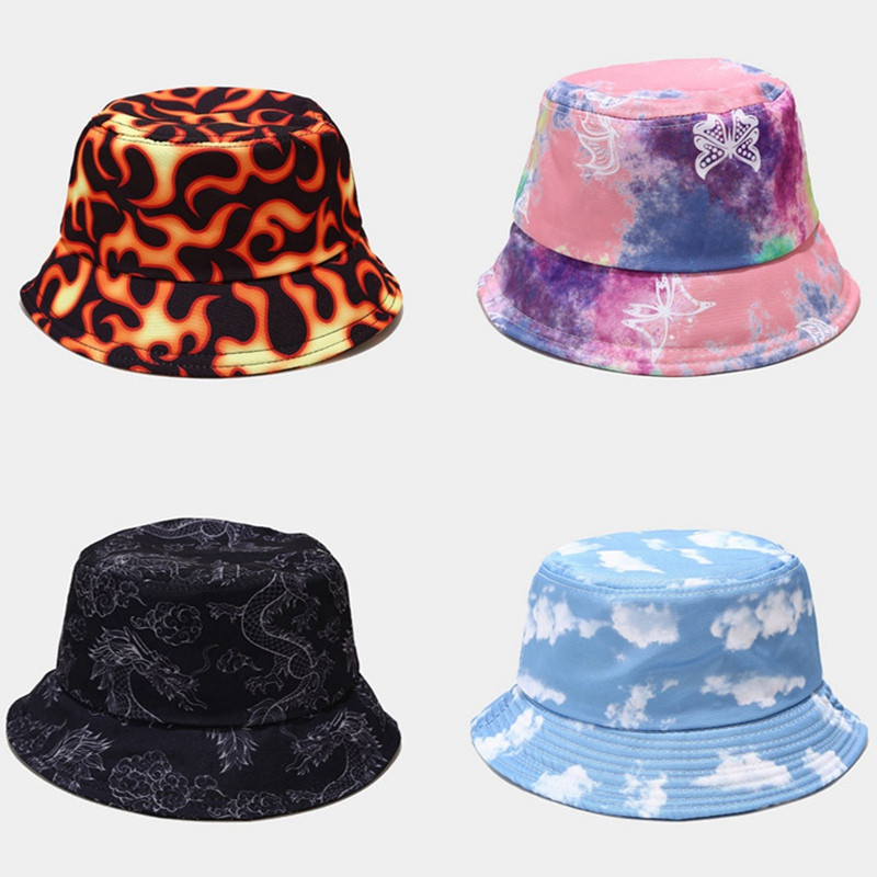 Obojstranný nosený klobúk s priezorom, dúhový farebný klobúk, mužský a ženský plochý slnečný klobúk, obojstranný slnečný batikovaný rybársky klobúk