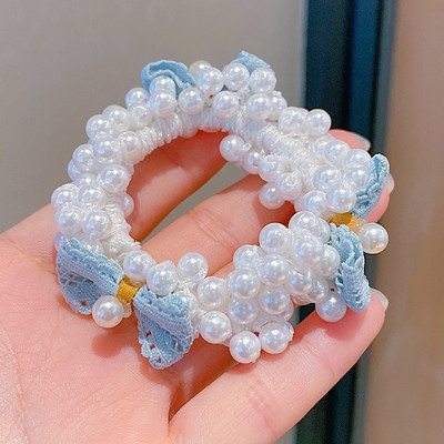 1 buc. fundă de perle proaspete fete copii benzi de păr elastice pentru copii legături de păr prințesă drăguț accesorii de păr pentru bebeluși