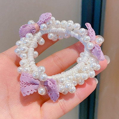1 buc. fundă de perle proaspete fete copii benzi de păr elastice pentru copii legături de păr prințesă drăguț accesorii de păr pentru bebeluși