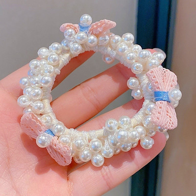 1 buc. fundă de perle proaspete fete copii benzi de păr elastice pentru copii legături de păr prințesă drăguț accesorii de păr pentru bebeluși