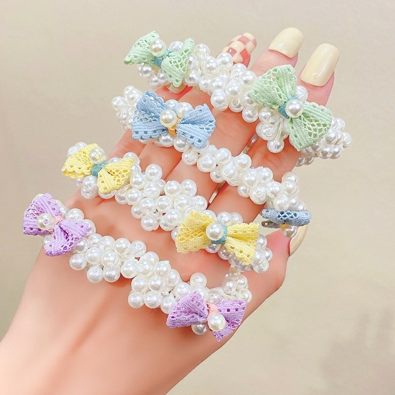 1 buc. fundă de perle proaspete fete copii benzi de păr elastice pentru copii legături de păr prințesă drăguț accesorii de păr pentru bebeluși