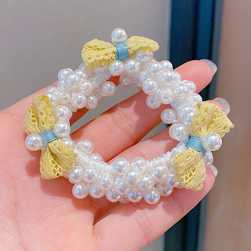 1 buc. fundă de perle proaspete fete copii benzi de păr elastice pentru copii legături de păr prințesă drăguț accesorii de păr pentru bebeluși