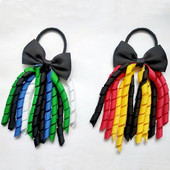 Elastične trake za kosu za djevojčice Vezice Mašne Kovrčave vrpce Korker Držači za konjski rep Čep Čep 2,7 inča Mašna s kićankama Streamer PD031