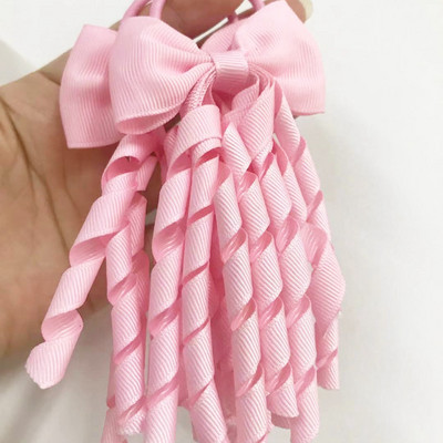 Elastične trake za kosu za djevojčice Vezice Mašne Kovrčave vrpce Korker Držači za konjski rep Čep Čep 2,7 inča Mašna s kićankama Streamer PD031