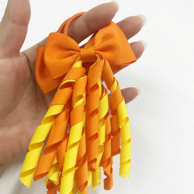 Elastične trake za kosu za djevojčice Vezice Mašne Kovrčave vrpce Korker Držači za konjski rep Čep Čep 2,7 inča Mašna s kićankama Streamer PD031