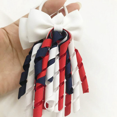 Elastične trake za kosu za djevojčice Vezice Mašne Kovrčave vrpce Korker Držači za konjski rep Čep Čep 2,7 inča Mašna s kićankama Streamer PD031