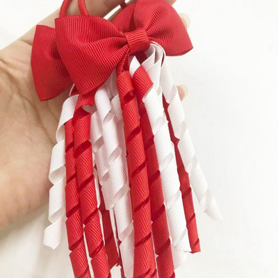 Elastične trake za kosu za djevojčice Vezice Mašne Kovrčave vrpce Korker Držači za konjski rep Čep Čep 2,7 inča Mašna s kićankama Streamer PD031