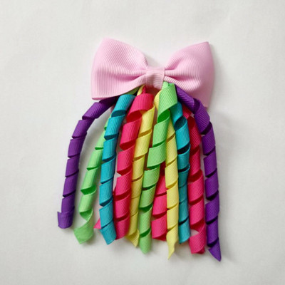 Elastične trake za kosu za djevojčice Vezice Mašne Kovrčave vrpce Korker Držači za konjski rep Čep Čep 2,7 inča Mašna s kićankama Streamer PD031