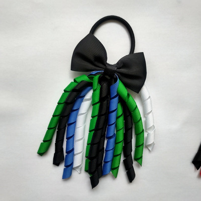 Elastične trake za kosu za djevojčice Vezice Mašne Kovrčave vrpce Korker Držači za konjski rep Čep Čep 2,7 inča Mašna s kićankama Streamer PD031