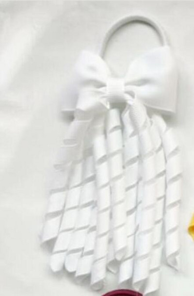 Elastične trake za kosu za djevojčice Vezice Mašne Kovrčave vrpce Korker Držači za konjski rep Čep Čep 2,7 inča Mašna s kićankama Streamer PD031