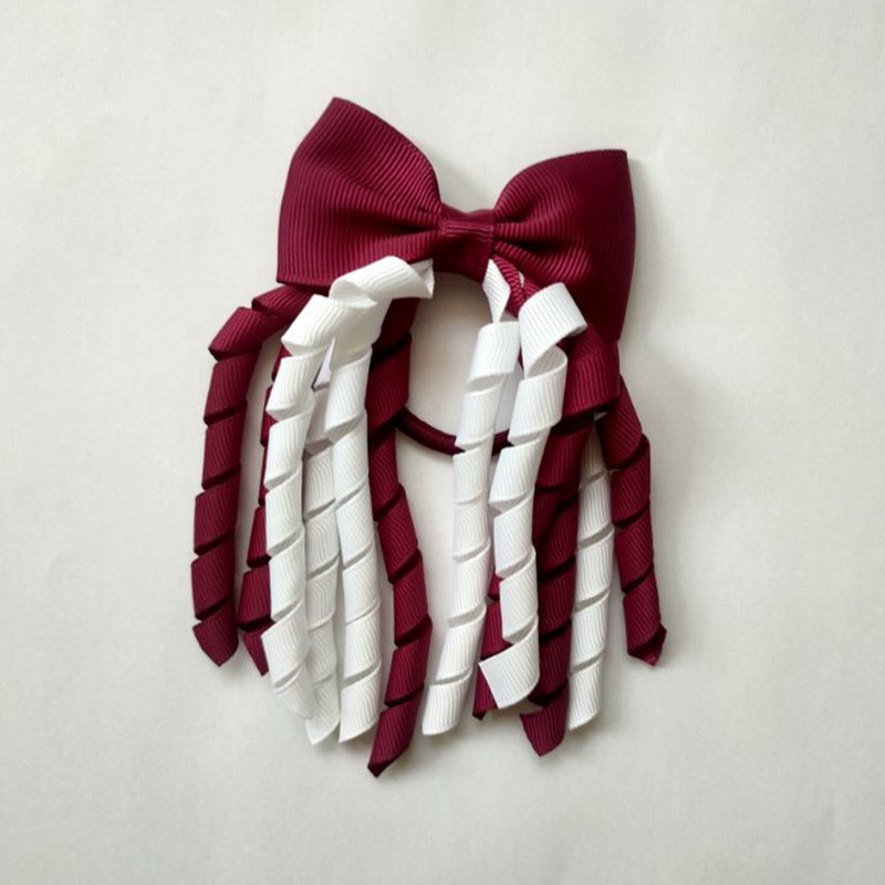 Elastične trake za kosu za djevojčice Vezice Mašne Kovrčave vrpce Korker Držači za konjski rep Čep Čep 2,7 inča Mašna s kićankama Streamer PD031