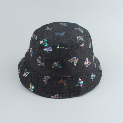 Nova modna vintage ribarska kapa s printom leptira za žene Denim pamučni šešir s kantom Bob hip hop kapa Panama šeširi za sunčanje