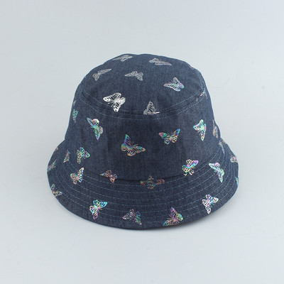 Nova modna vintage ribarska kapa s printom leptira za žene Denim pamučni šešir s kantom Bob hip hop kapa Panama šeširi za sunčanje