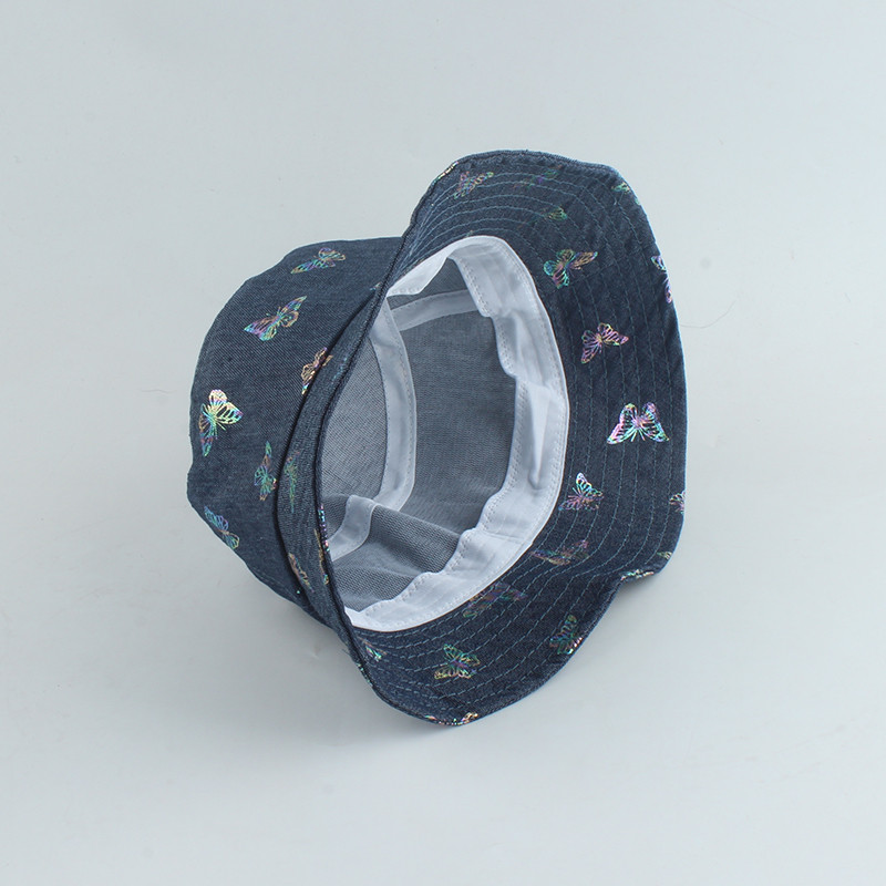 Nova modna vintage ribarska kapa s printom leptira za žene Denim pamučni šešir s kantom Bob hip hop kapa Panama šeširi za sunčanje