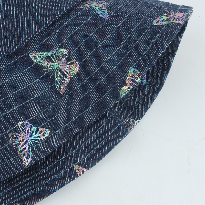 Nova modna vintage ribarska kapa s printom leptira za žene Denim pamučni šešir s kantom Bob hip hop kapa Panama šeširi za sunčanje