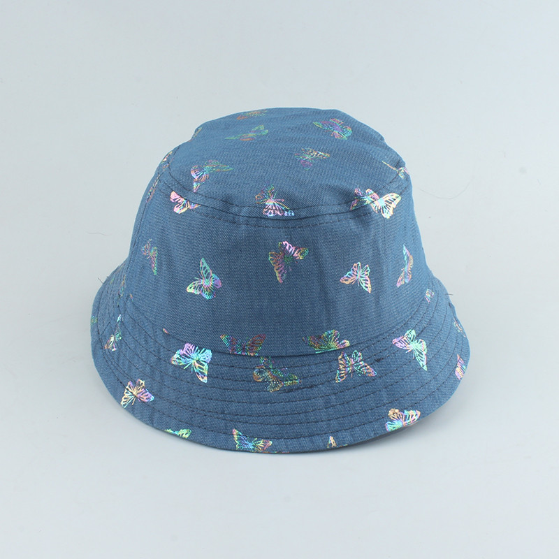 Nova modna vintage ribarska kapa s printom leptira za žene Denim pamučni šešir s kantom Bob hip hop kapa Panama šeširi za sunčanje