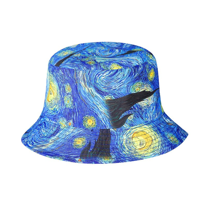 Új uniszex, kétoldalas nyakkendővel festett vödörsapka női graffiti kültéri összecsukható halászsapka hip-hop napvédő páros panama kalapok