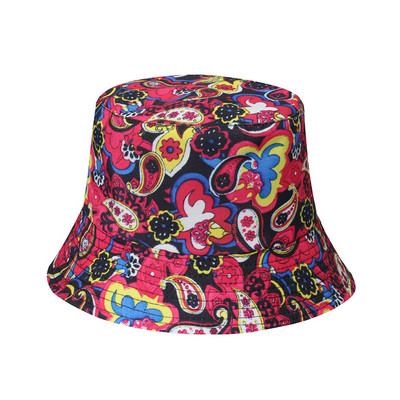 Nouă pălărie Bob de primăvară și vară femei boeme retro flori de caju cu buline flamingo pălării de găleată bărbați șapcă de soare casual pe două fețe