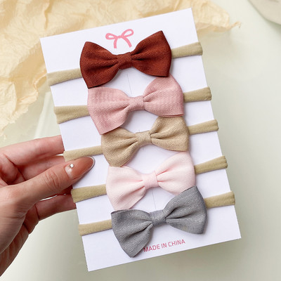 5Pcs/Set Dječje mašne Traka za glavu Najlonske trake za glavu Elastične trake za kosu za djecu Djevojčice Meke trake za kosu za malu djecu Dodaci za kosu za novorođenče