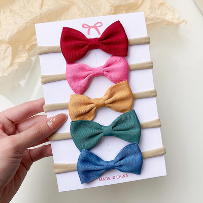 5Pcs/Set Dječje mašne Traka za glavu Najlonske trake za glavu Elastične trake za kosu za djecu Djevojčice Meke trake za kosu za malu djecu Dodaci za kosu za novorođenče