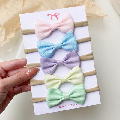 5Pcs/Set Dječje mašne Traka za glavu Najlonske trake za glavu Elastične trake za kosu za djecu Djevojčice Meke trake za kosu za malu djecu Dodaci za kosu za novorođenče