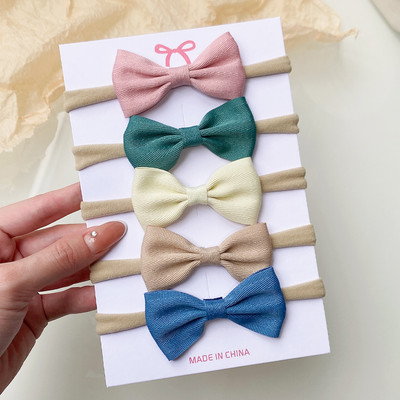 5Pcs/Set Dječje mašne Traka za glavu Najlonske trake za glavu Elastične trake za kosu za djecu Djevojčice Meke trake za kosu za malu djecu Dodaci za kosu za novorođenče