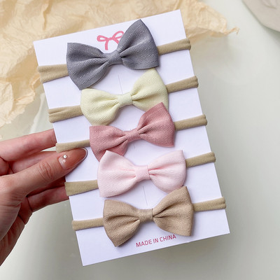 5Pcs/Set Dječje mašne Traka za glavu Najlonske trake za glavu Elastične trake za kosu za djecu Djevojčice Meke trake za kosu za malu djecu Dodaci za kosu za novorođenče