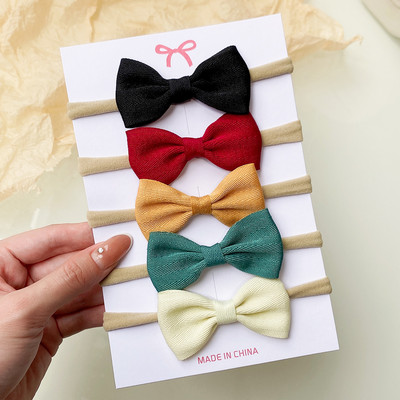 5Pcs/Set Dječje mašne Traka za glavu Najlonske trake za glavu Elastične trake za kosu za djecu Djevojčice Meke trake za kosu za malu djecu Dodaci za kosu za novorođenče