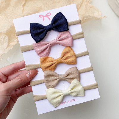 5Pcs/Set Dječje mašne Traka za glavu Najlonske trake za glavu Elastične trake za kosu za djecu Djevojčice Meke trake za kosu za malu djecu Dodaci za kosu za novorođenče