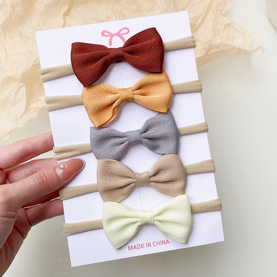 5Pcs/Set Dječje mašne Traka za glavu Najlonske trake za glavu Elastične trake za kosu za djecu Djevojčice Meke trake za kosu za malu djecu Dodaci za kosu za novorođenče