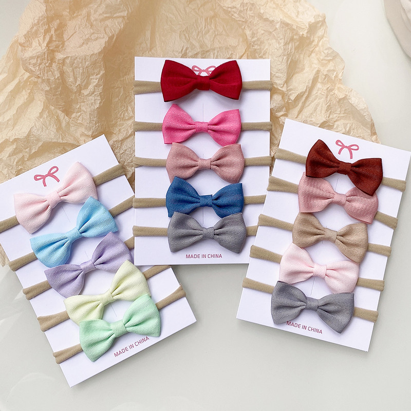 5Pcs/Set Dječje mašne Traka za glavu Najlonske trake za glavu Elastične trake za kosu za djecu Djevojčice Meke trake za kosu za malu djecu Dodaci za kosu za novorođenče