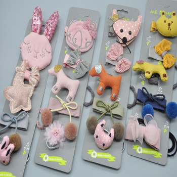 5 τμχ/Σετ Υψηλής ποιότητας Παιδικές φουρκέτες κινουμένων σχεδίων Σετ κεφαλής Παιδικό χειροποίητο Rabbit Bear Animals Κλιπ μαλλιών Αξεσουάρ για κορίτσια