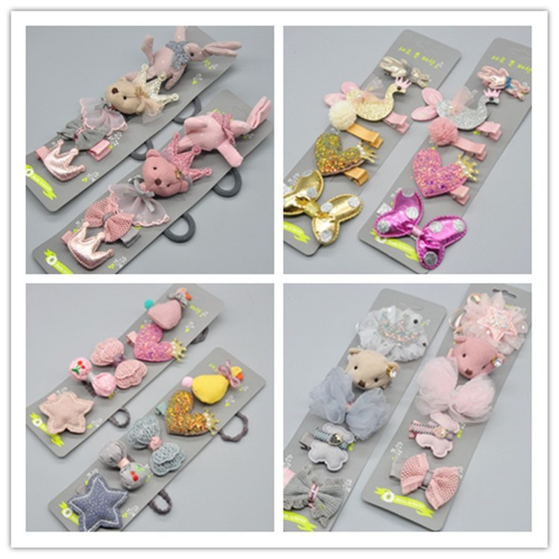 5Pcs/Set Visokokvalitetne dječje ukosnice iz crtića Set pokrivala za glavu Dječji ručno izrađeni zec medvjed Životinje Ukosnice Dodaci za djevojčice