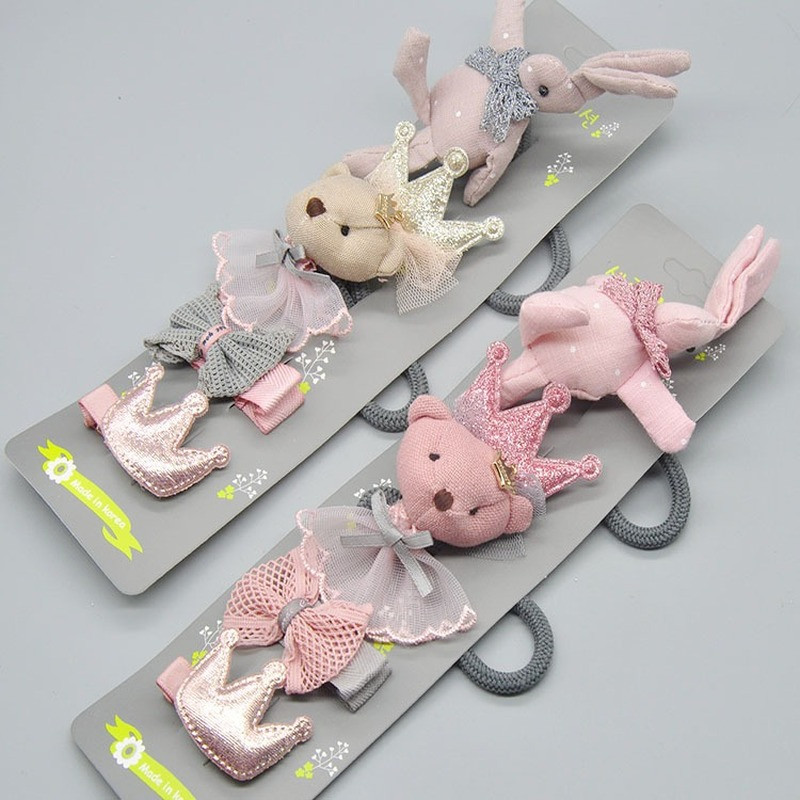 5Pcs/Set Visokokvalitetne dječje ukosnice iz crtića Set pokrivala za glavu Dječji ručno izrađeni zec medvjed Životinje Ukosnice Dodaci za djevojčice