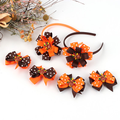 Oaoleer 3PCS/Set Нова сладка лента за коса с бантик за момичета Ръчно изработени щипки за коса Мини фиби Бутикови шноли Детски аксесоари за коса