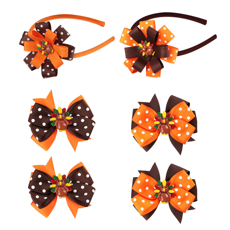 Oaoleer 3 bucăți/set noua bandă drăguță de păr cu fundătură pentru fete agrafe de păr lucrate manual Mini agrafe de boutique accesorii de păr pentru copii
