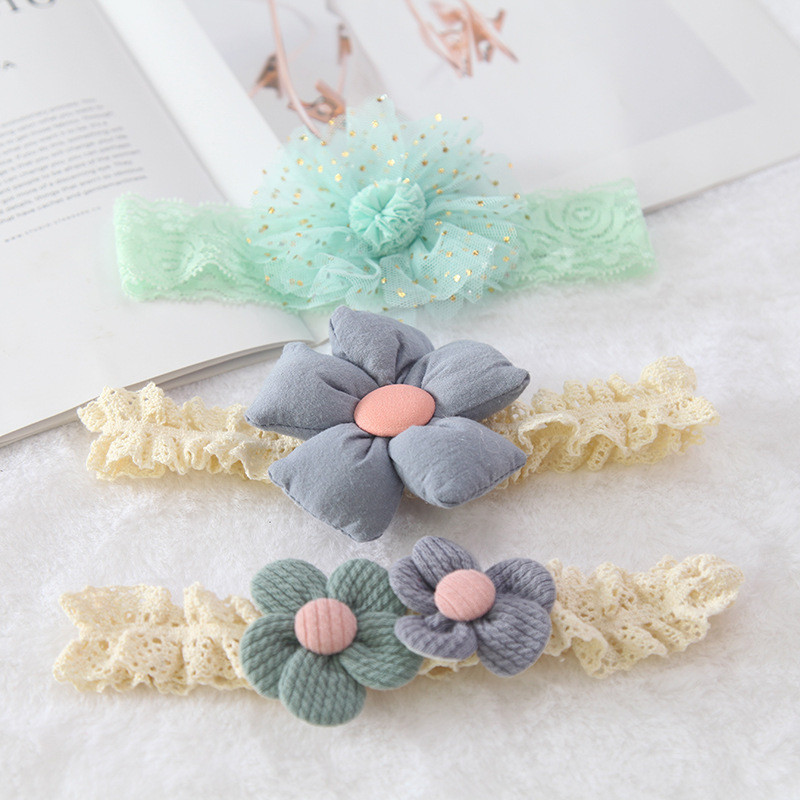 Detská čelenka Kvetinové čelenky do vlasov Flitrovaná mašľa Krásna pokrývka hlavy Deti Princezná Dievčenské vlasové doplnky 3 ks/sada