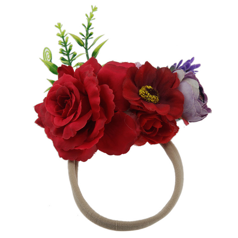 Simulacija trake za glavu za bebe Cvijeće Cvjetne trake za kosu za djevojčice Najlonske trake za glavu Ručno izrađene boemske djevojčice Dječji dodaci za kosu pokrivala
