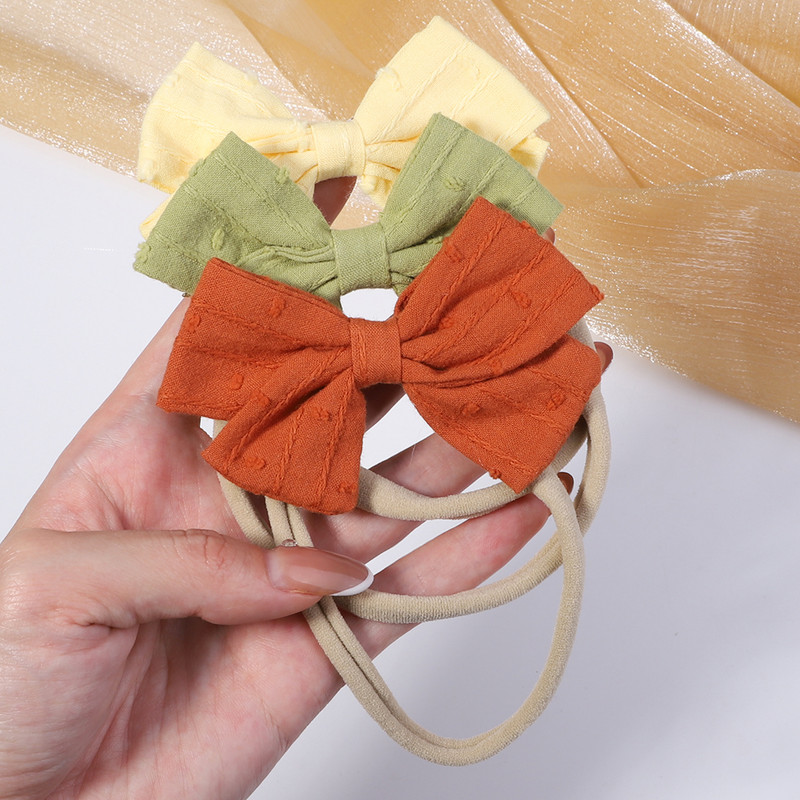 5 ks/sada detských bavlnených ľanových mašličiek, čeleniek pre dievčatá, novorodencov, nylonových elastických vlasových pásikov, batoľacích vlasov, pokrývok hlavy, detských doplnkov