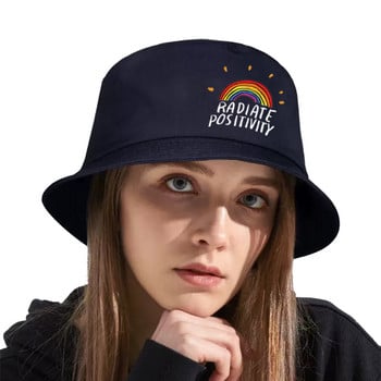 Radiate Positivity Rainbow Anime Fisherman Hats Unisex Πτυσσόμενο καπέλο παραλίας Hip Hop Outdoor Bucket Καπέλο αντηλιακό Sport Panama Caps