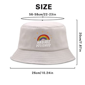 Radiate Positivity Rainbow Anime Fisherman Hats Unisex Πτυσσόμενο καπέλο παραλίας Hip Hop Outdoor Bucket Καπέλο αντηλιακό Sport Panama Caps